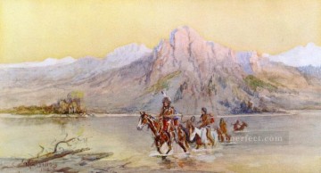 アメリカインディアン Painting - ミズーリ横断 1902 年 1 月 チャールズ マリオン ラッセル アメリカ インディアン